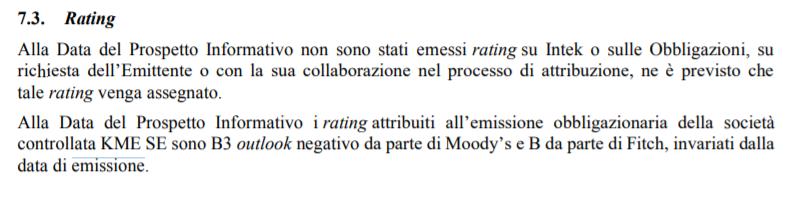 rating Obbligazione Intek 45 2025 IT0005394884