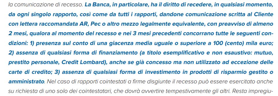 fineco chiude i conti lettera